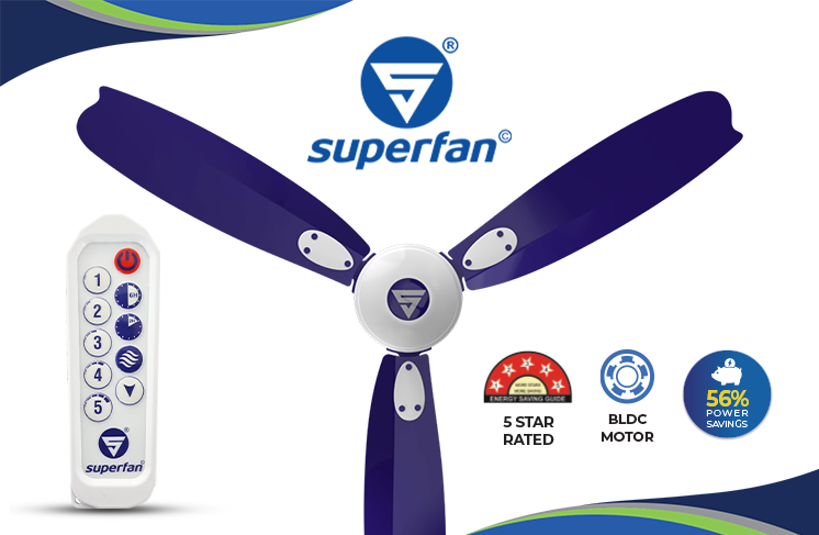 Superfan Super A1 BLDC Ceiling Fan–48 inch(1200mm), remote controlled, energy saving fan – Versa Drives